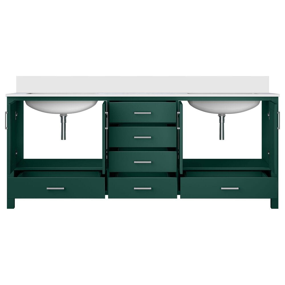 Lexora Home Jacques 80&quot; Double Bathroom Vanity in Green with 2 cm White Cultured Marble Top and Rectangular Sinks, , large