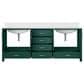 Lexora Home Jacques 80" Double Bathroom Vanity in Green with 2 cm White Cultured Marble Top and Rectangular Sinks, , large