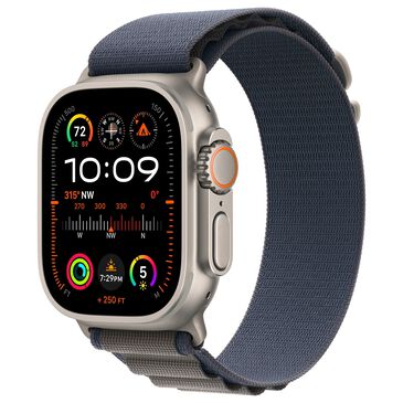 Apple Watch Ultra 2 GPS + Cellular, 49mm Titanium Case with Blue Alpine Loop - Small, , large
