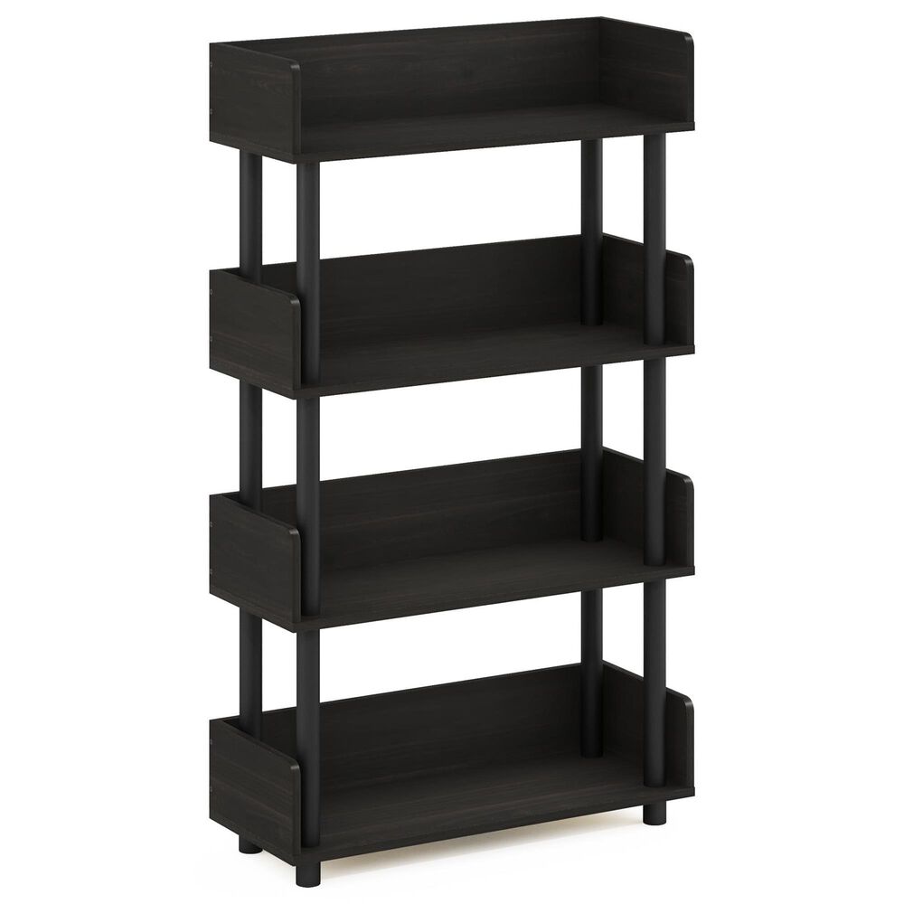 HOMLUX Turn-N-Tube 4-Tier Open Display Storage Bookshelf in Espresso, , large