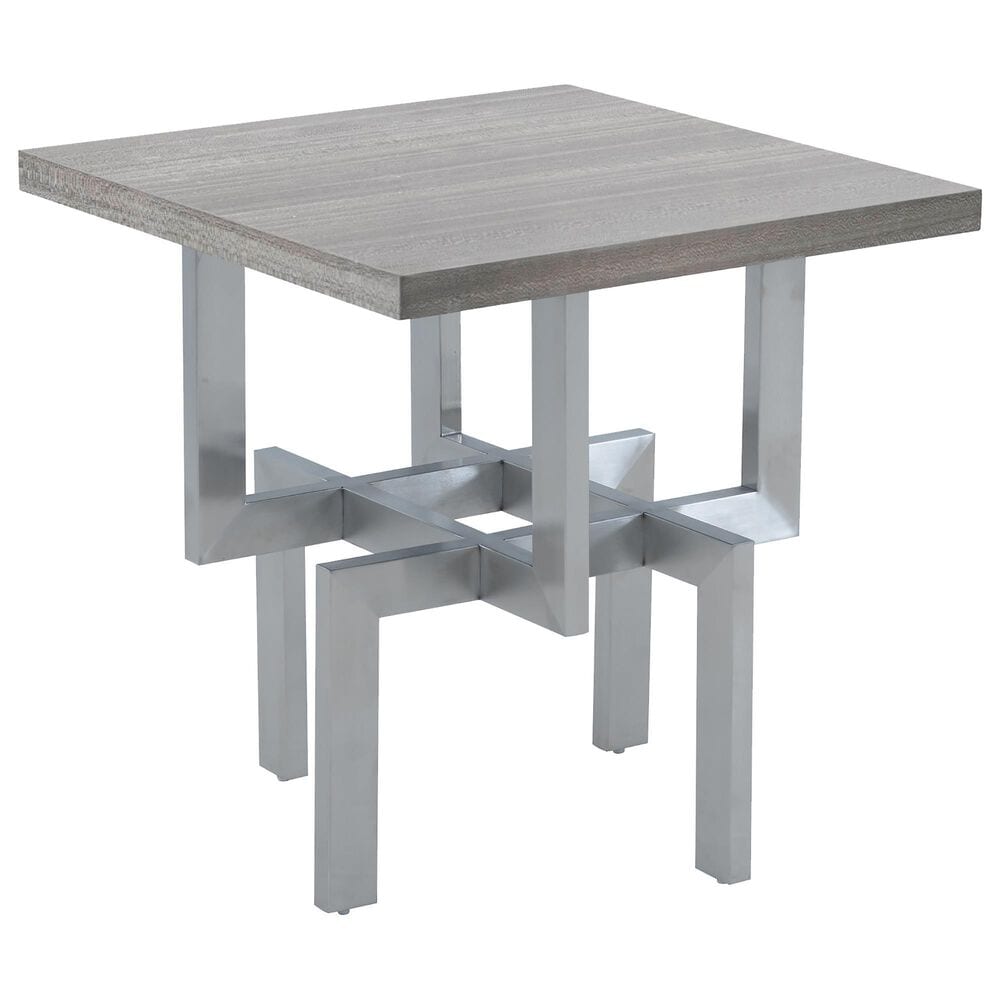 Blue River Illusion End Table in Brushed Stainless Steel, , large