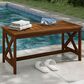 HOMLUX Patio Coffee Table with X Leg in Teak Oil, , large