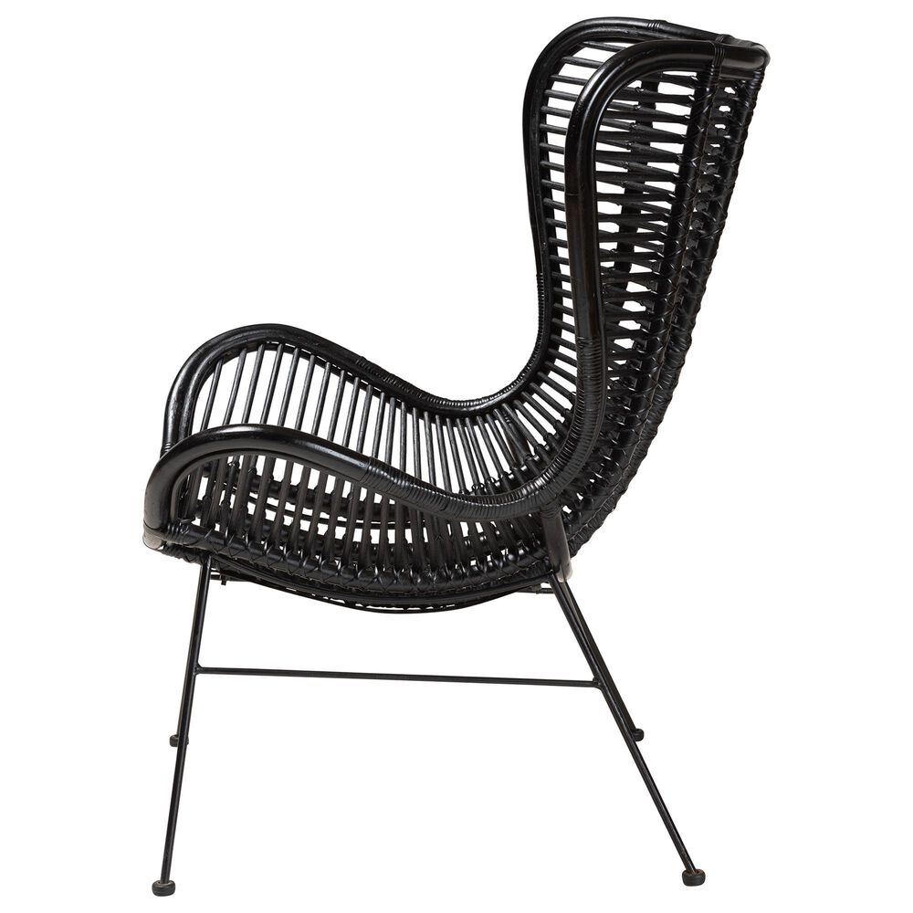 Baxton Studio Colorado Rattan Accent Chair in Black, , large