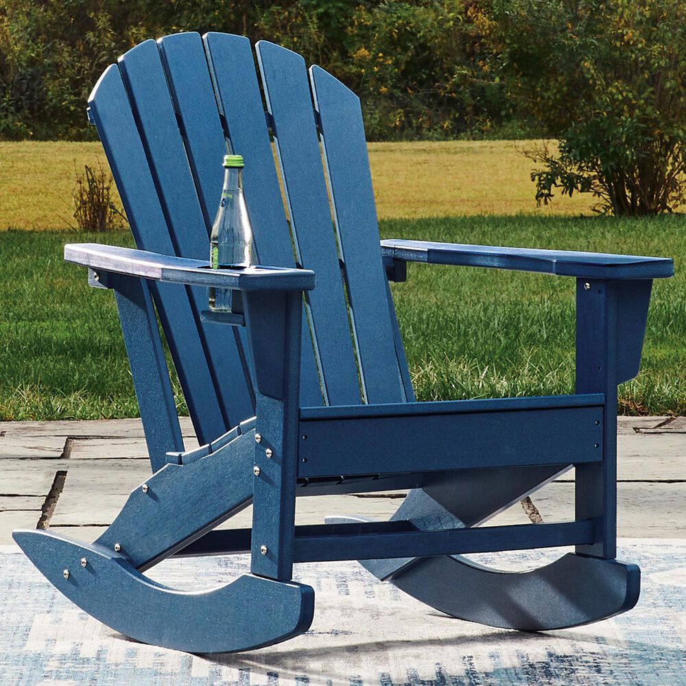 Ashley Sundown Shores Patio Rocker Chair in Blue, , large