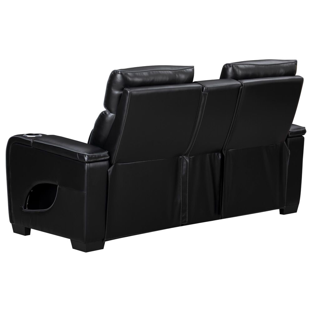 Titanic Furniture All Star Power Reclining Loveseat with Power Headrest in Black, , large