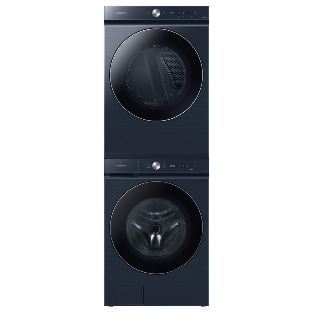 Samsung Bespoke 5.3 Cu. Ft. Front Load Washer and 7.6 Cu. Ft. Electric Dryer Laundry Pair with Stacking Kit in Brushed Navy, , large