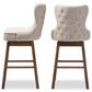 Baxton Studio Gradisca Swivel Bar Stool with Light Beige Cushion in Dark Walnut (Set of 2), , large