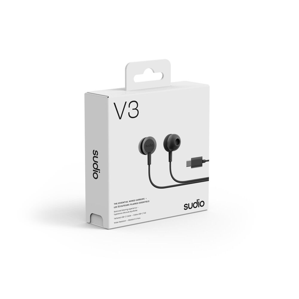 Sudio V3 Wired Earbuds in Black, , large