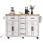 HOMLUX 56.5"" Kitchen Island with Drop Leaf in White and Natural, , large