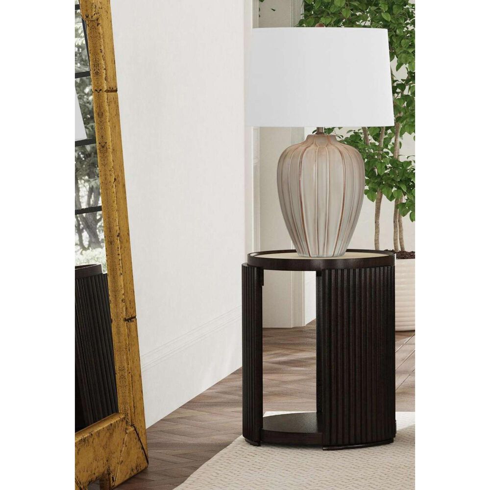 Bassett Mirror Company Rivera End Table in Charcoal Oak and Gold Tinted, , large