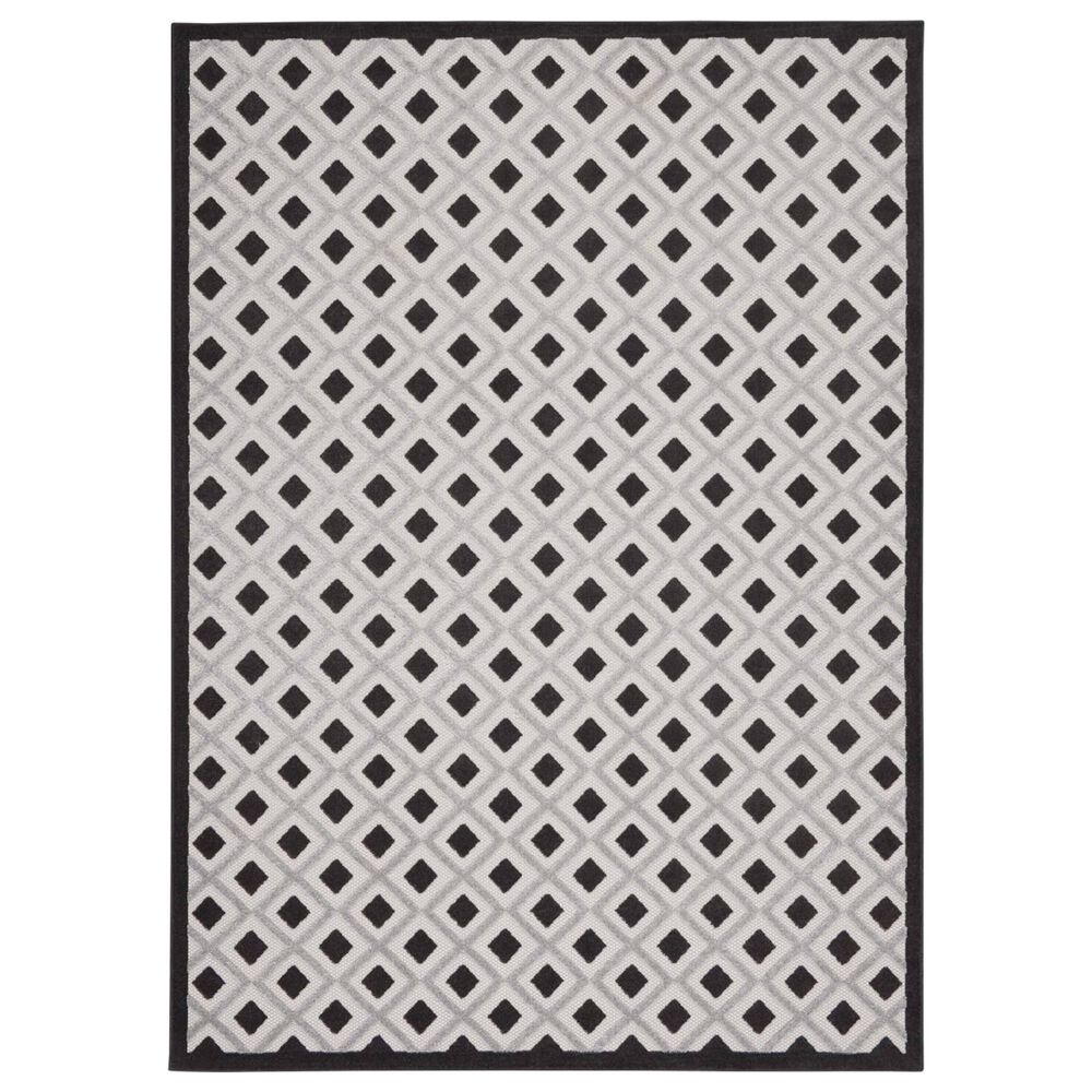 Nourison Aloha Geometric 7"10" x 10"6" Black and White Indoor/Outdoor Area Rug, , large