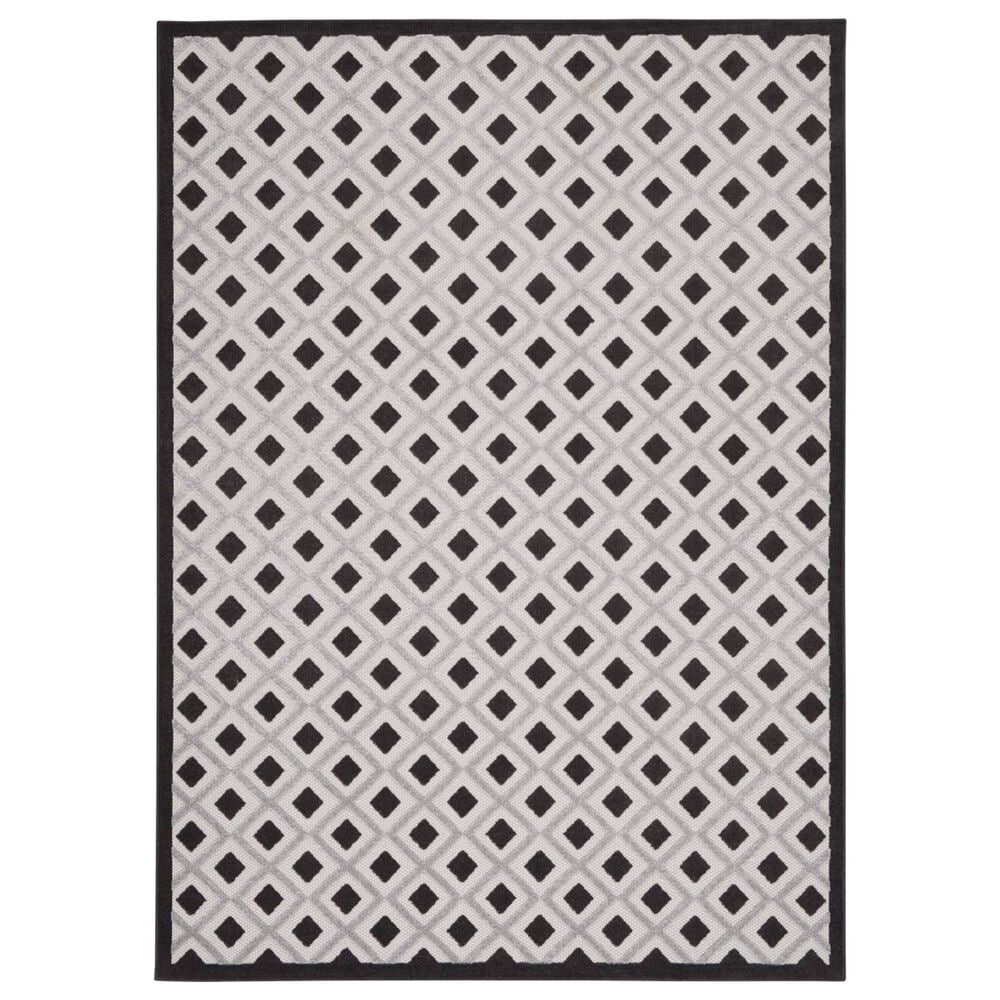 Nourison Aloha Geometric 7"10" x 10"6" Black and White Indoor/Outdoor Area Rug, , large