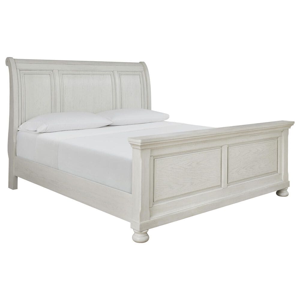 Ashley Robbinsdale King Sleigh Bed in Antique White, , large