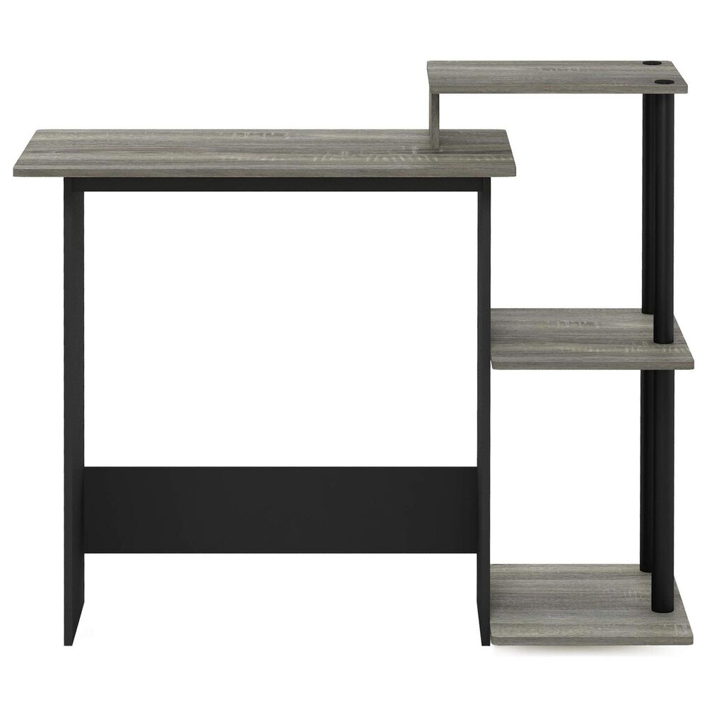 HOMLUX 40" Computer Desk with Open Side Shelves in French Oak Grey and Black, , large