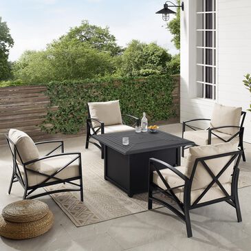 Crosley Furniture Kaplan 5-Piece Patio Conversation Set in Oatmeal/Bronze, , large