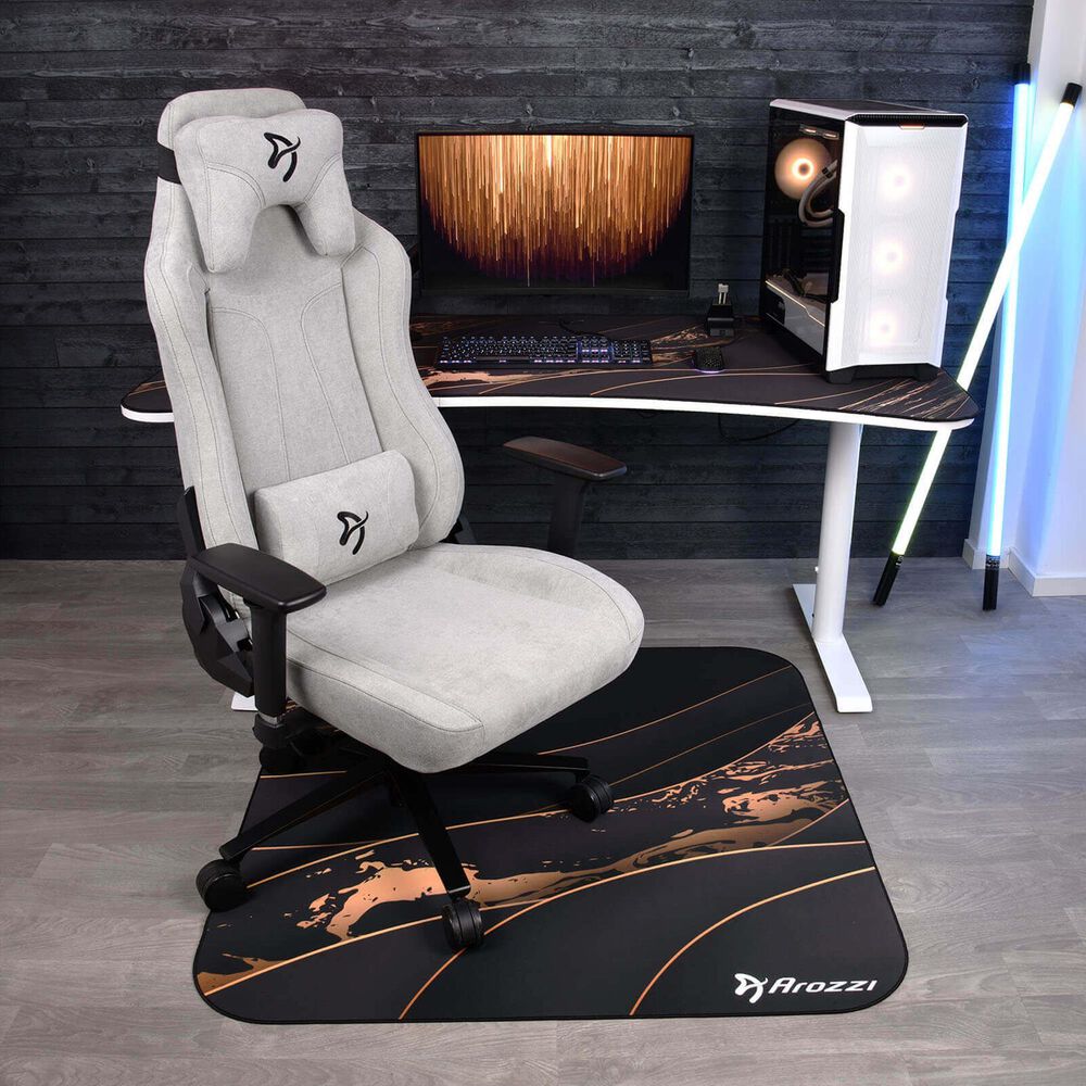 Arozzi Zona Quattro Microfiber Noise Dampening and Scratch Protection Anti-Slip Chair Mat in Black Gold, , large