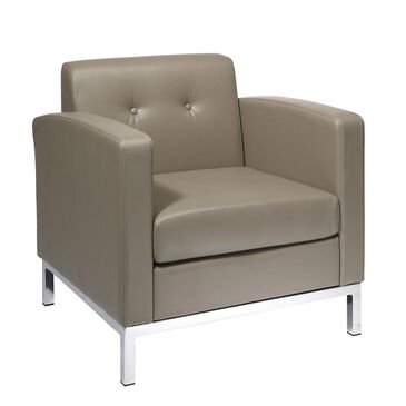 OSP Home Wall Street Arm Chair in Smoke Faux Leather, , large
