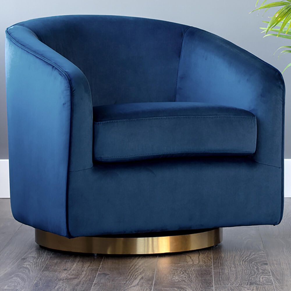 37B Hazel Swivel Lounge Chair in Navy Blue Sky Velvet Shop NFM