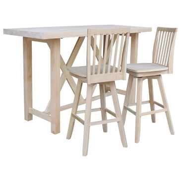International Concepts Modern Farmhouse 3-Piece Bar Set in Unfinished Light Wood , , large