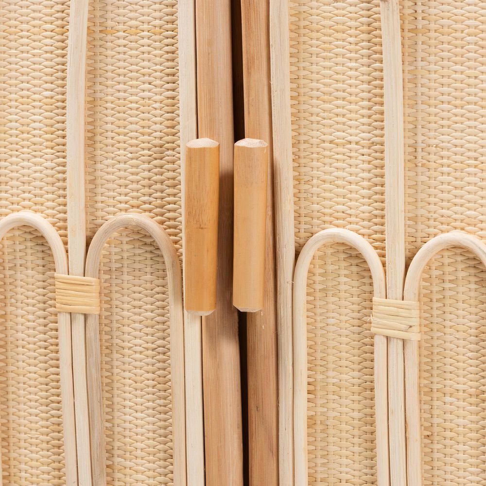 Baxton Studio Gitano 2-Door Rattan Storage Cabinet in Natural, , large