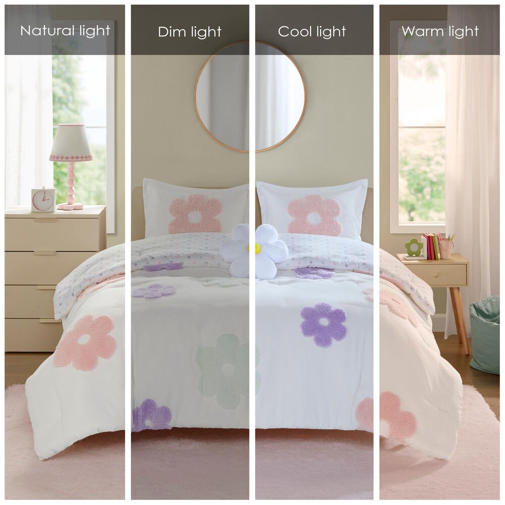 Hampton Park Gracie 4-Piece Full/Queen Comforter Set in White and Purple, , large