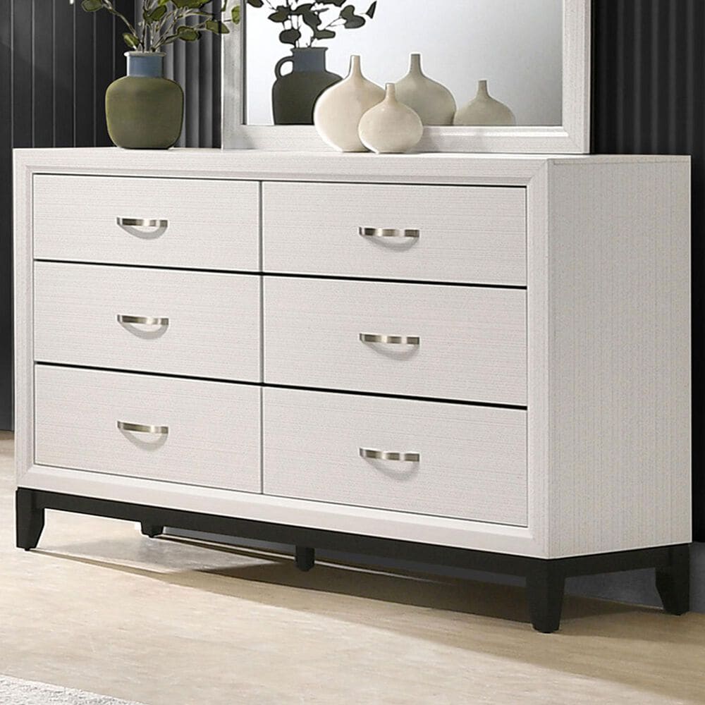 Crown Mark Akerson Chalk Dresser in White, , large