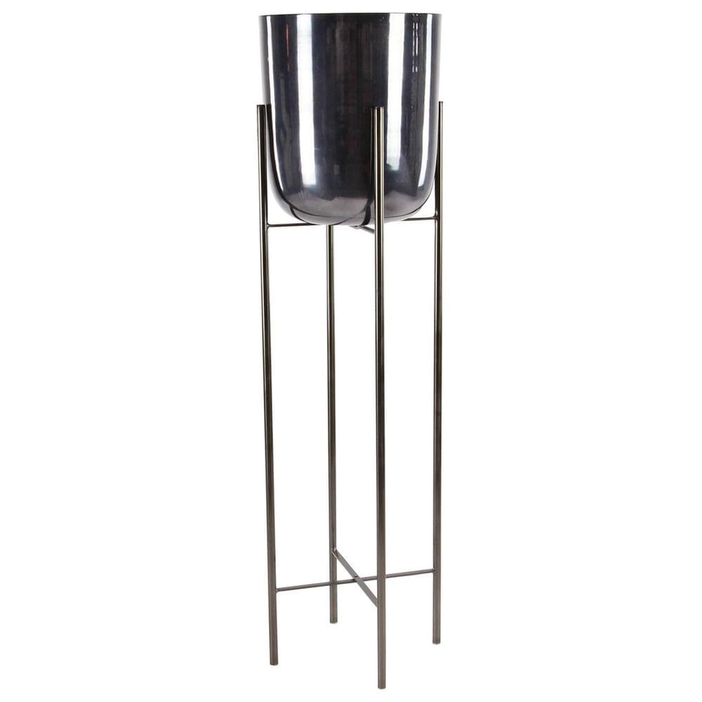 Maple and Jade Dome Indoor/Outdoor Planter with Removable Stand in Polished Black &#40;Set of 2&#41;, , large