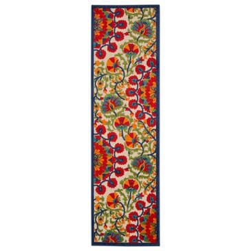 Nourison Aloha Floral 2"3" x 10" Red and Multicolor Indoor/Outdoor Runner, , large