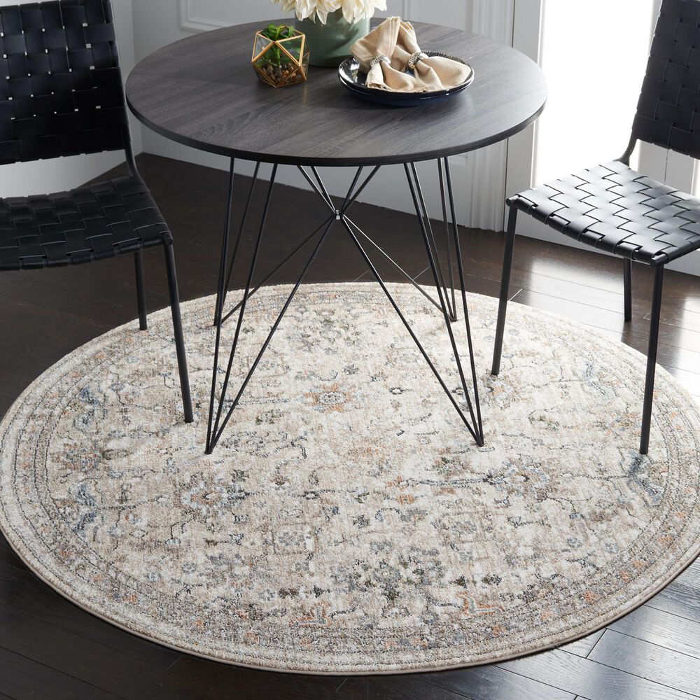 Safavieh Jasmine JSM333F 5&#39;3&quot; Round Grey and Blue Area Rug, , large