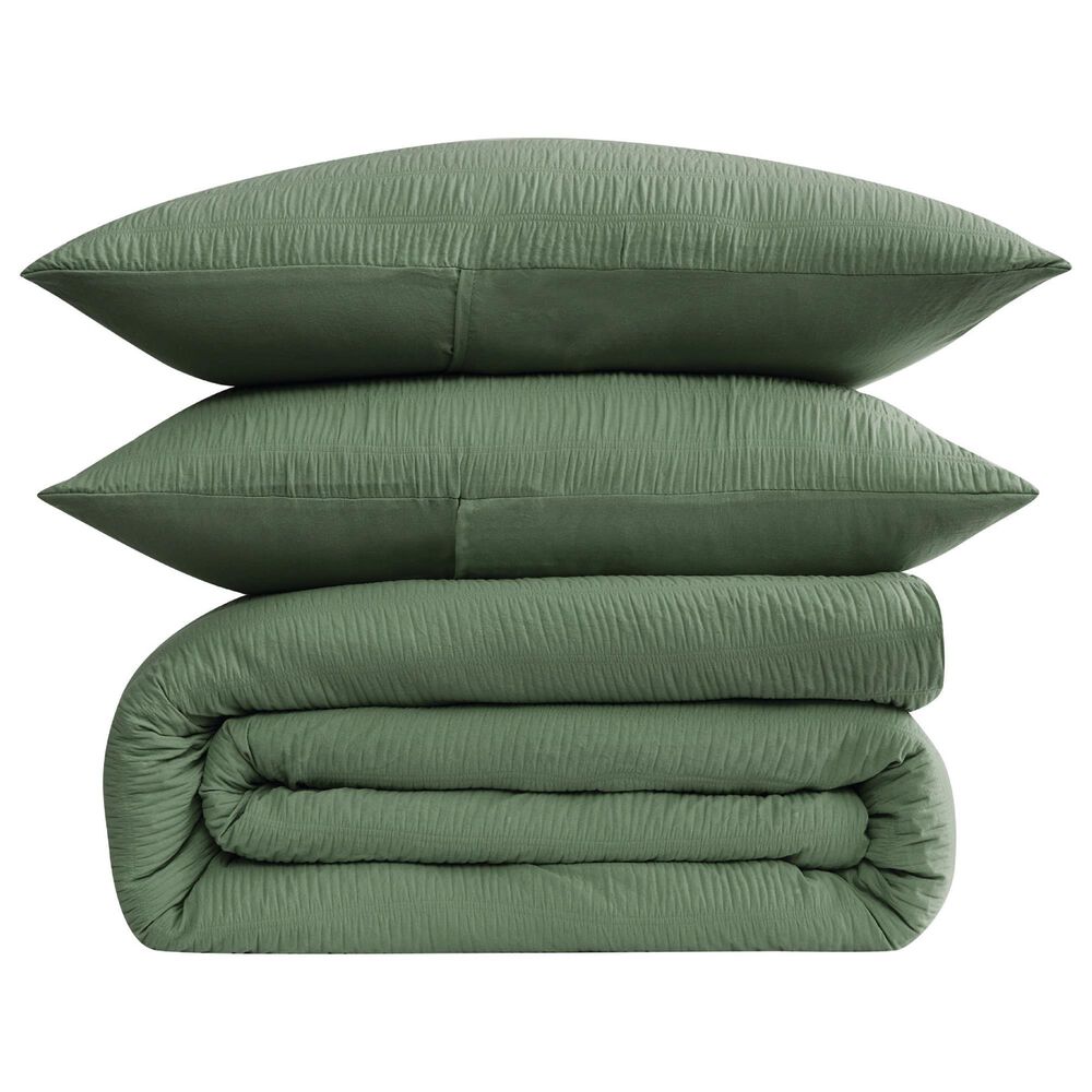 Pem America Crinkle Garment 3-Piece Full/Queen Comforter Set in Green, , large