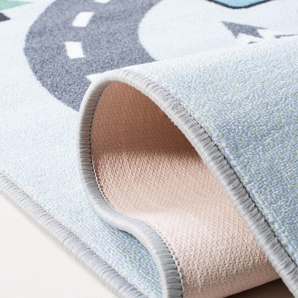 Safavieh Kids Playhouse KPH226F 5' Square Grey and Blue Rug, , large