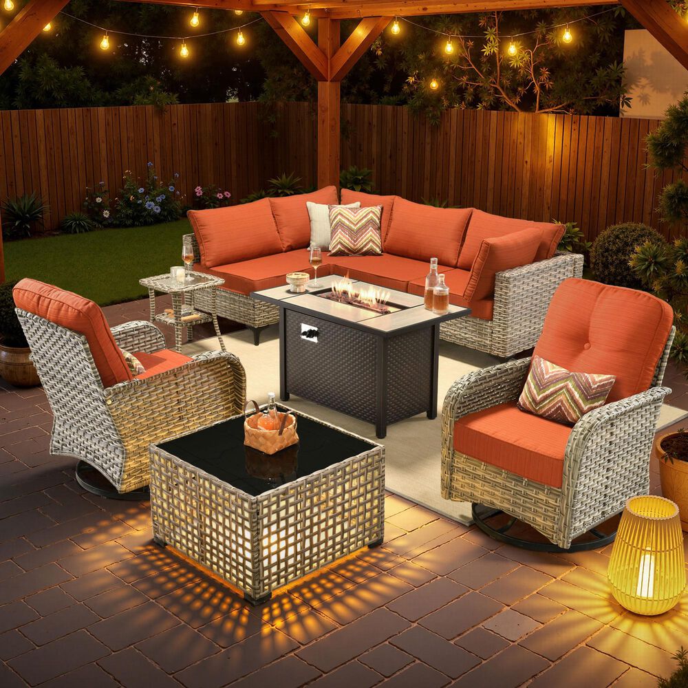 HOMLUX 9-Piece Patio Conversation Set in Orange, , large