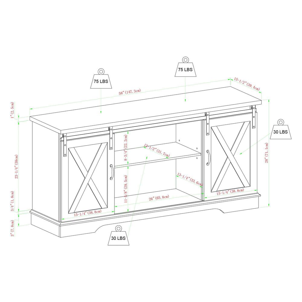 Walker Edison 58" Sliding Barn Door TV Stand in Rustic Oak NFM