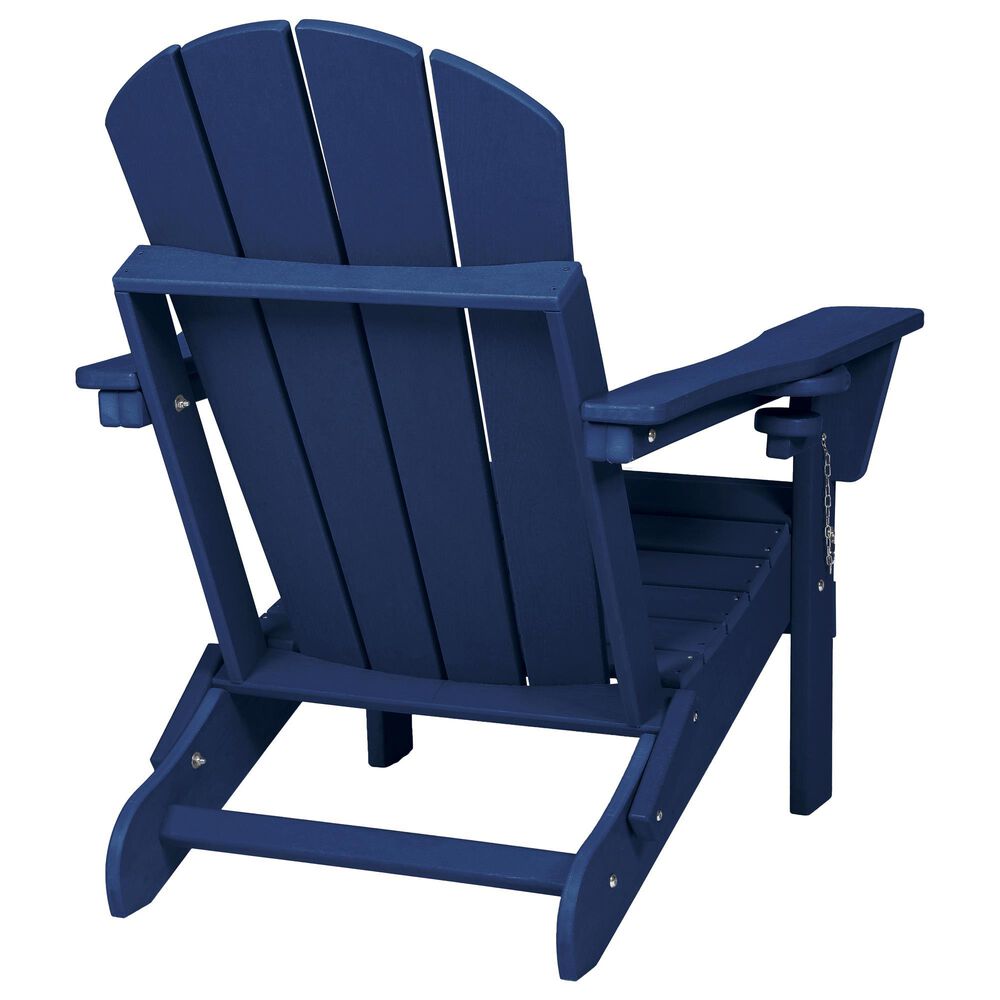 Hearth and Haven 3-Piece Outdoor Folding Adirondack Chair Set with Side Table in Navy Blue, , large