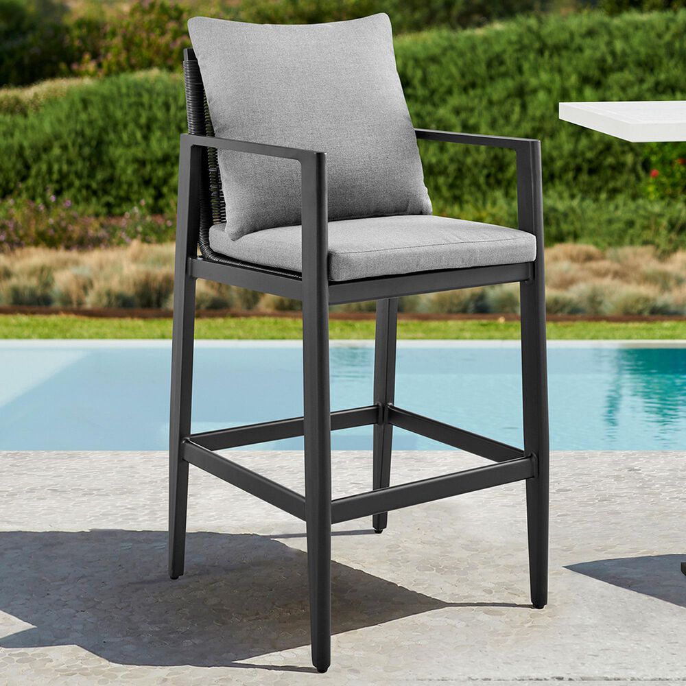 Armen Living Grand Patio Counter Height Bar Stool in Dark Gray, , large