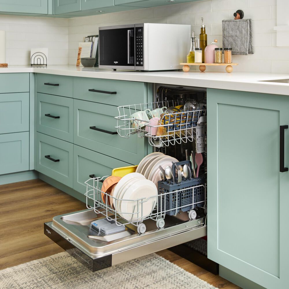 Whirlpool 18" Built-In Dishwasher with Half Load Cycle and Triple Spray Arms in Stainless Steel, , large
