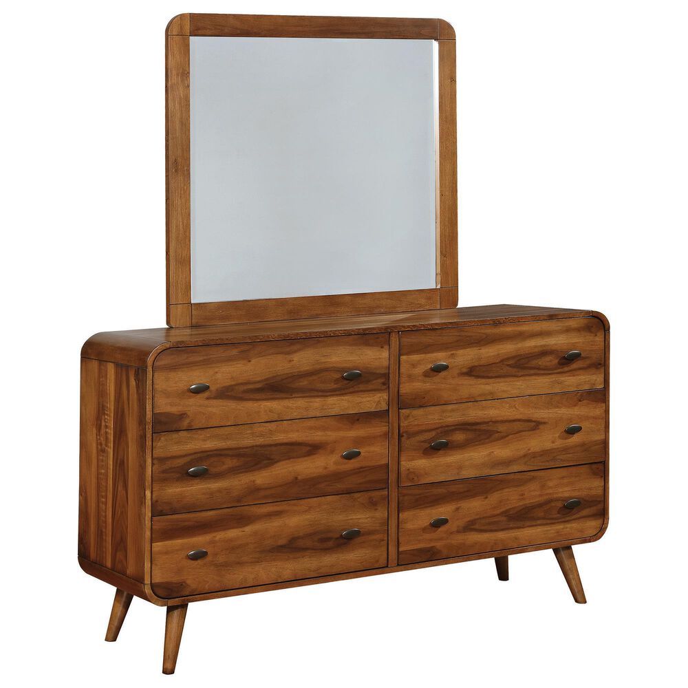 Pacific Landing Robyn 6 Drawer Dresser and Mirror in Dark Walnut, , large