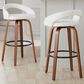 LumiSource Grotto Swivel Bar Stool with White Velvet Upholstery in Walnut Wood and Black (Set of 2), , large