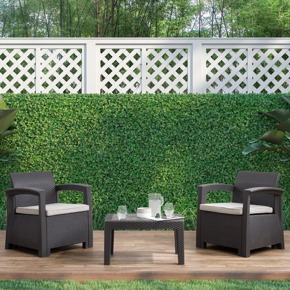 CorLiving Lake Front 3-Piece Patio Chat Set in Black/Gray, , large