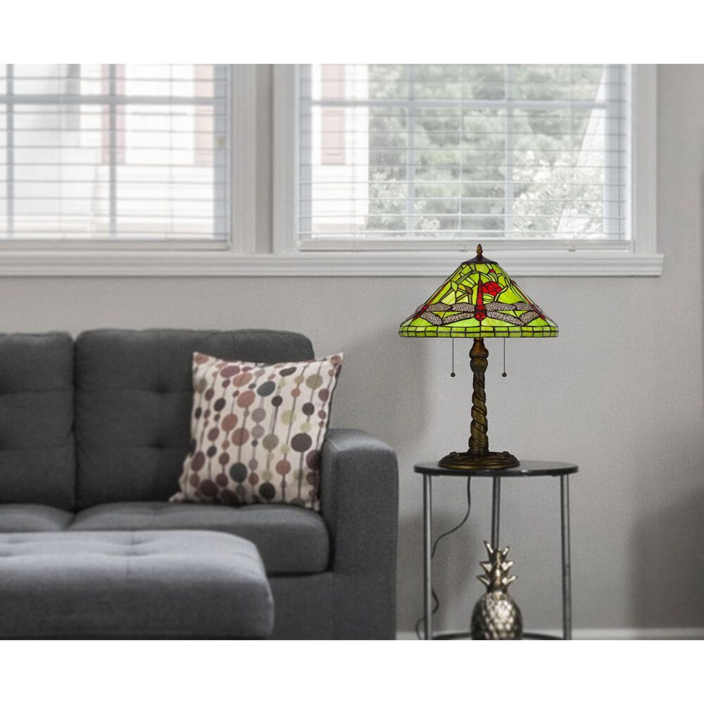 Cal Lighting 24" Tiffany Table Lamp in Antique Brass, , large