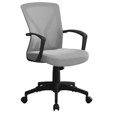 Monarch Specialties Mid-Back Office Chair with Grey Cushion in Black, , large