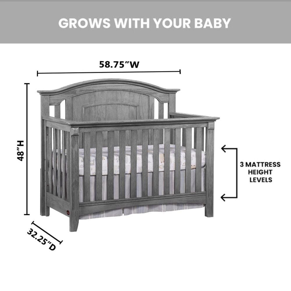 Oxford Village Willowbrook 3- Piece Nursery Set with 4 -In -1 Convertible Crib, Dresser and Changer Top in Graphite Gray, , large