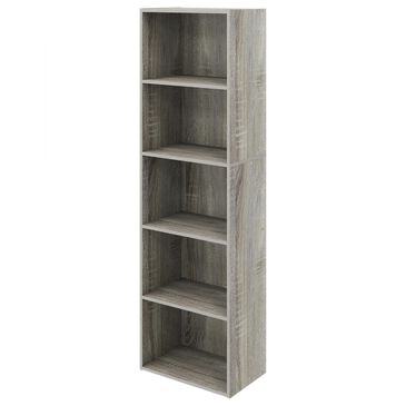 HOMLUX 5-Tier Reversible Bookshelf with Decorative Open Shelves in French Oak, , large