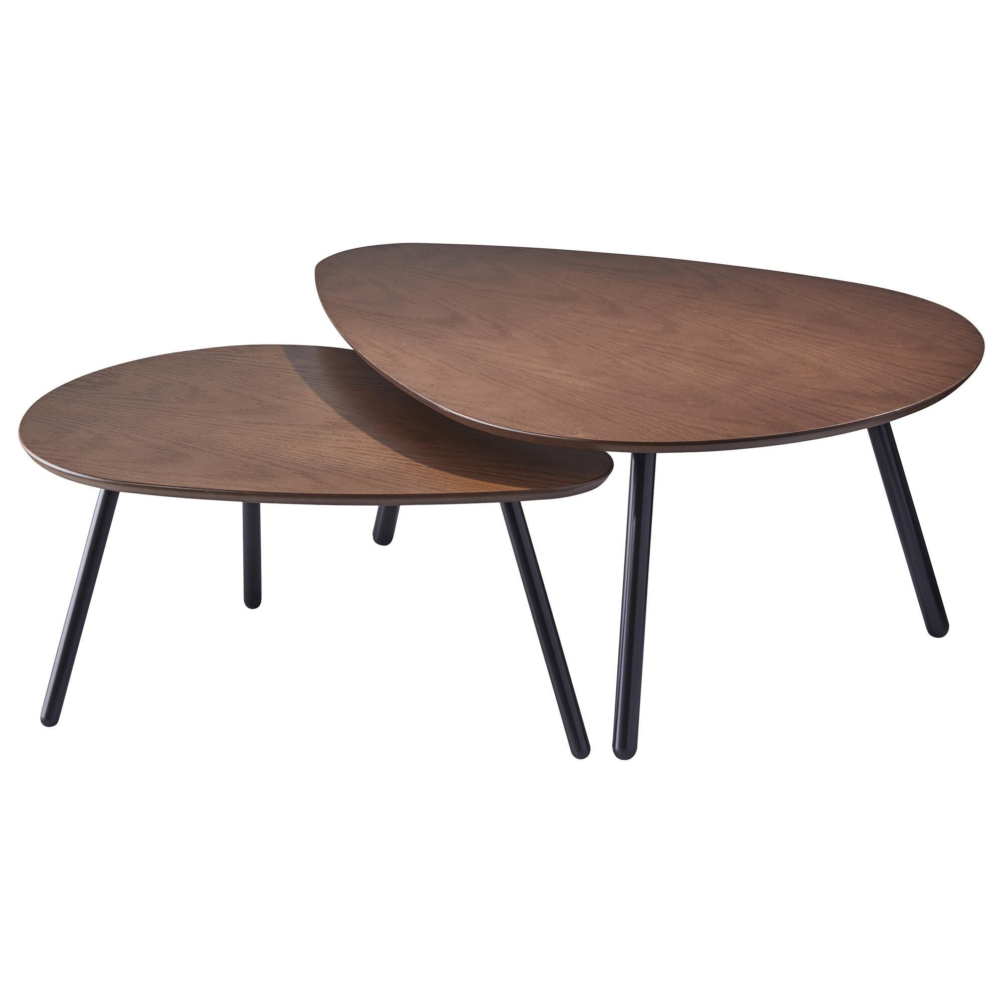 Adesso Hendrix Nesting Coffee Table in Walnut and Black NFM