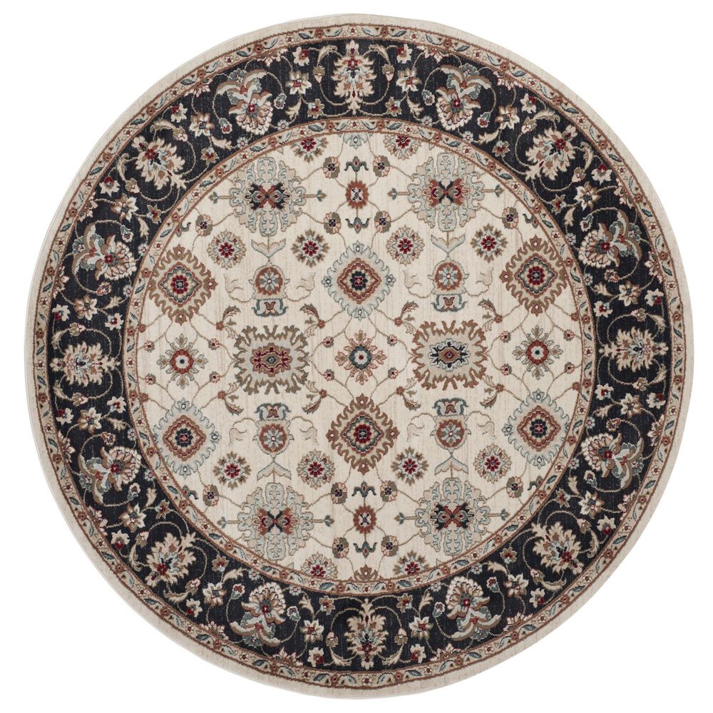 Safavieh Lyndhurst LNH332 7" Round Cream and Navy Area Rug, , large