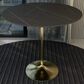 Leisuremod LeisureMod Verve Collection Modern Bar Height Table Brushed Gold Base with 48 Round Black Marbelized Sintered Stone Top, , large