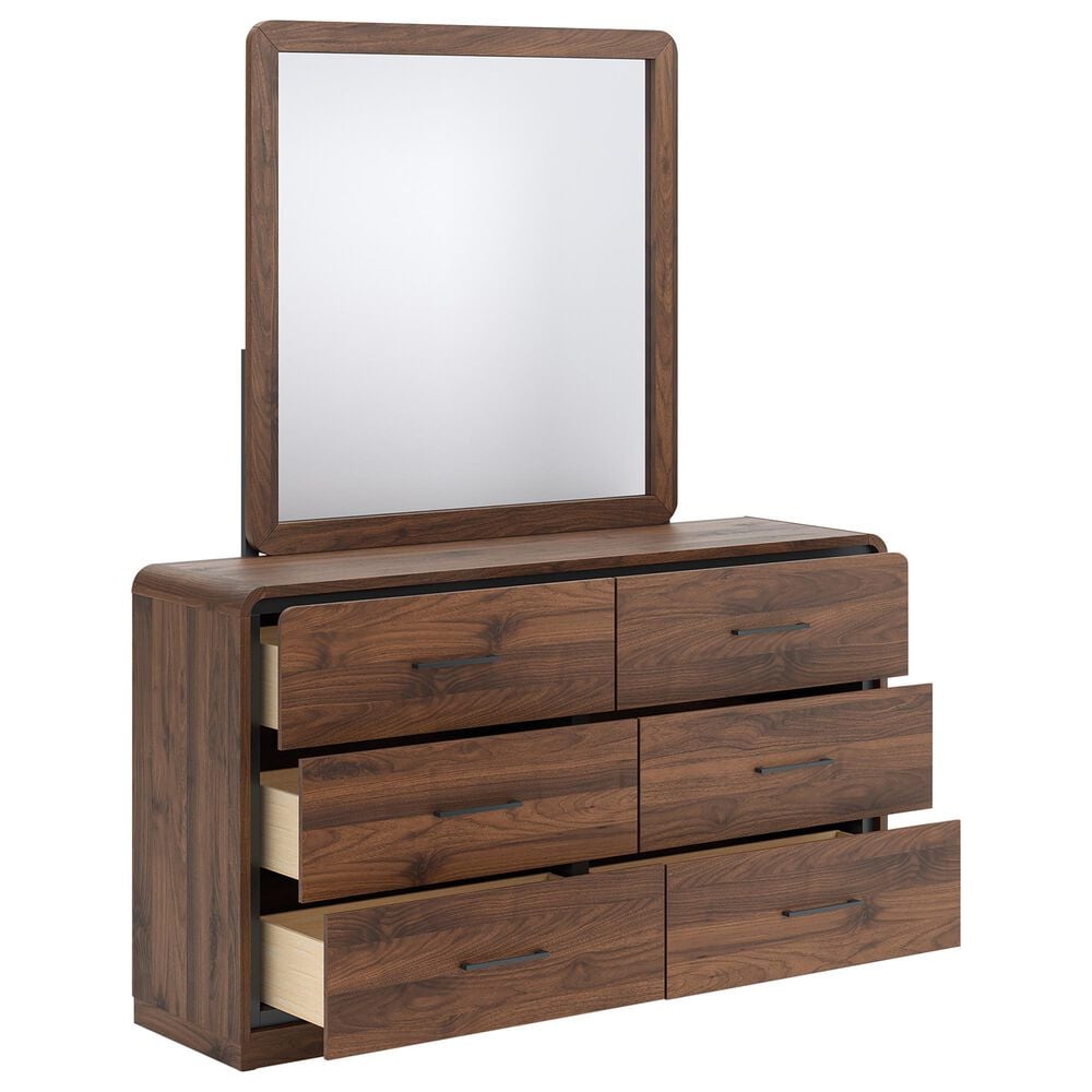 Ashley Fortlorn Dresser and Mirror in Walnut Brown, , large