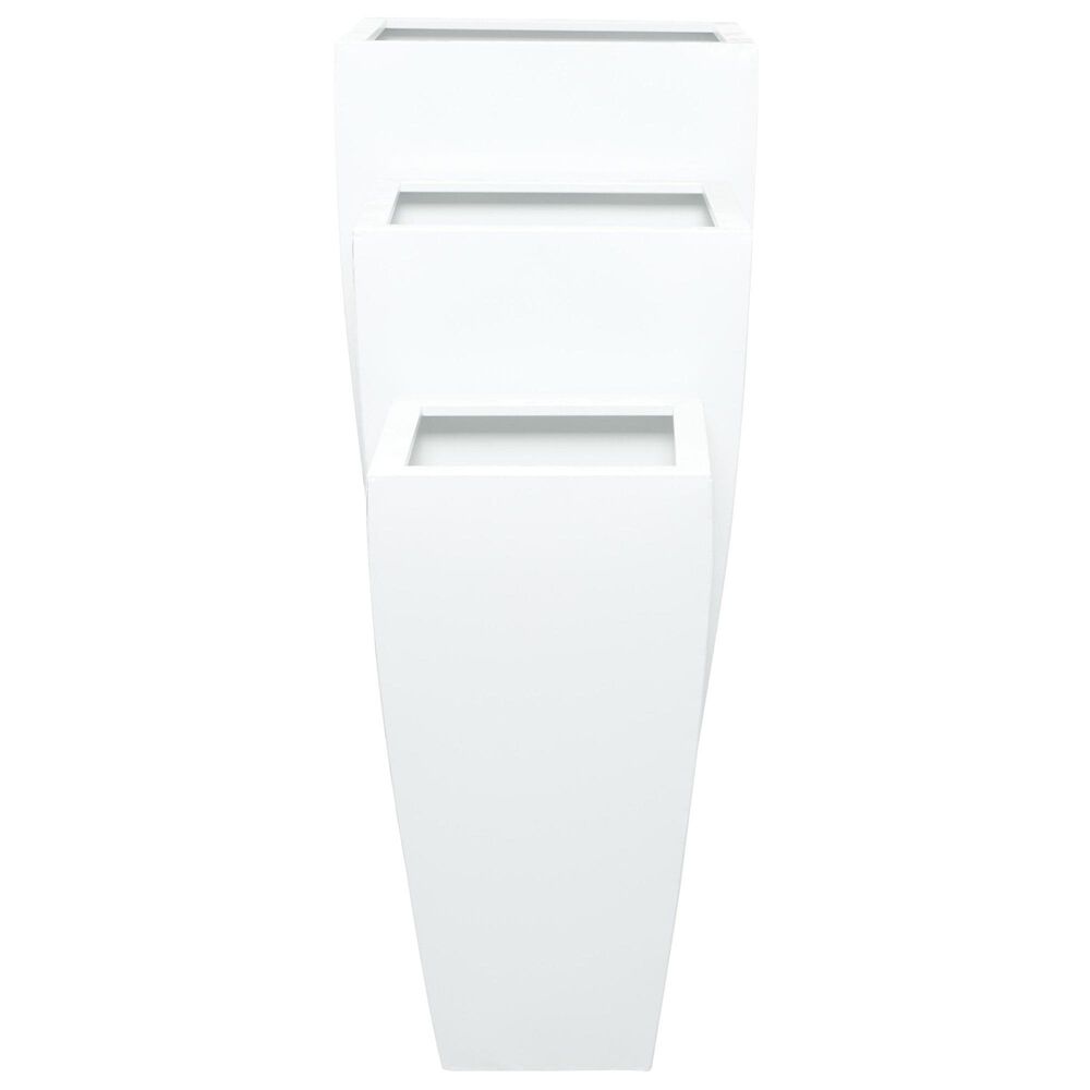 Maple and Jade Light Weight Planter with Tapered Base and Fluted Design in Satin White &#40;Set of 3&#41;, , large