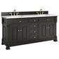 James Martin Vanities Brookfield 72" Double Bathroom Vanity in Black Onyx with 3cm White Zeus Quartz Top and Rectangular Sinks, , large