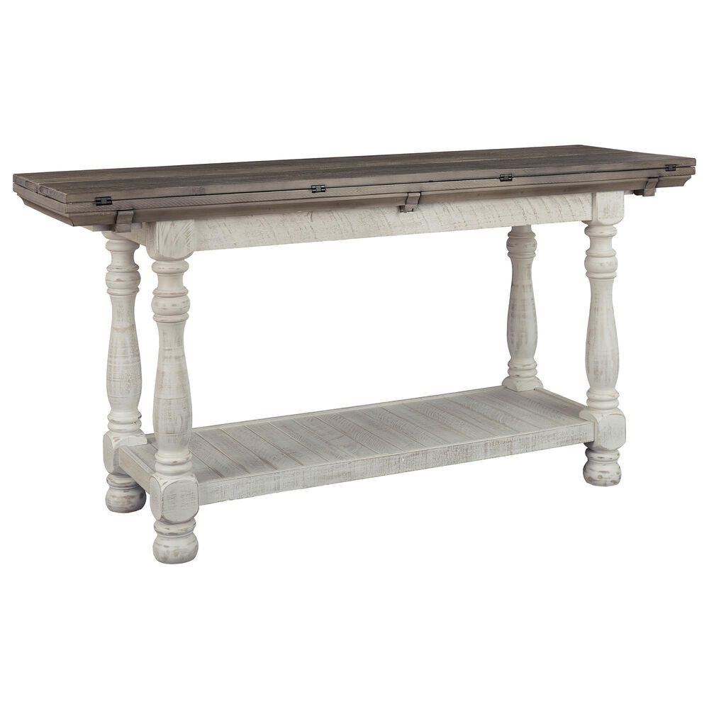 Ashley Havalance Flip-Top Sofa Table in Weathered Gray and Vintage White, , large